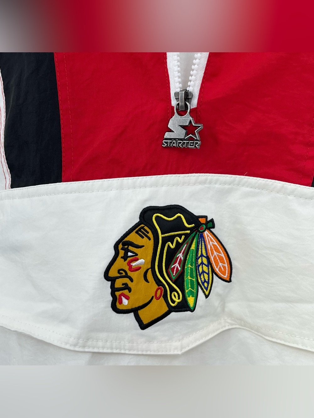 Starter Reissue Chicago blackhawks XXL Men's Jacket red black BIG TALL 0599 - Picture 3 of 15